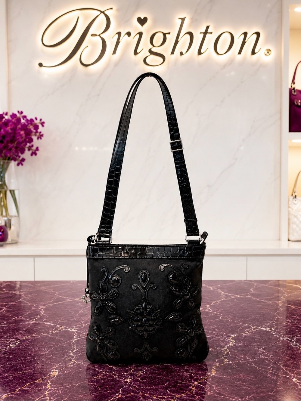 Brighton Crysta Masterpiece Collection SWAROVSKI CRYSTAL Genuine Leather& Canvas